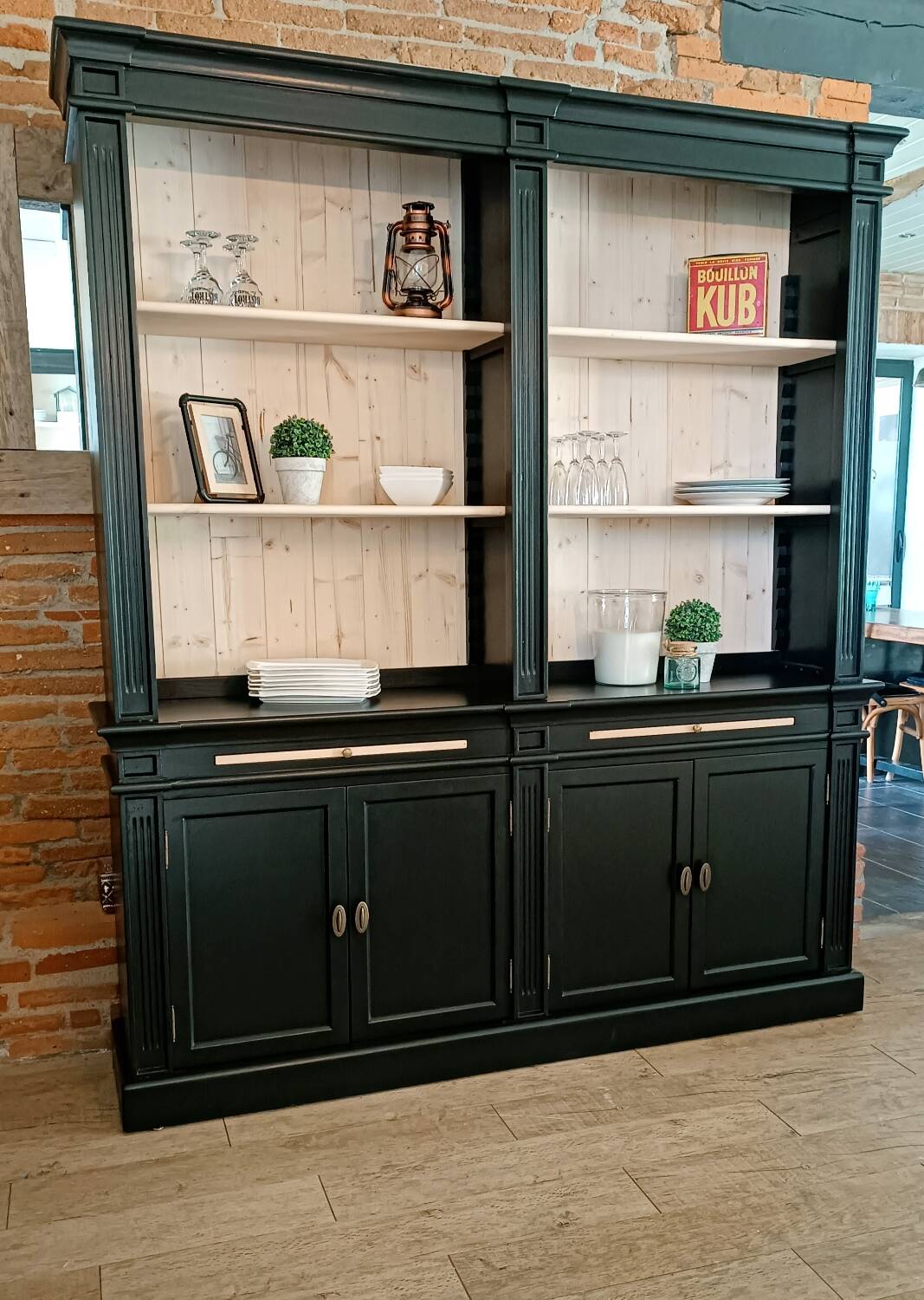 Black and wood dresser bookcase