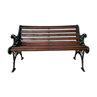 Banc de jardin victorien vintage fonte bois