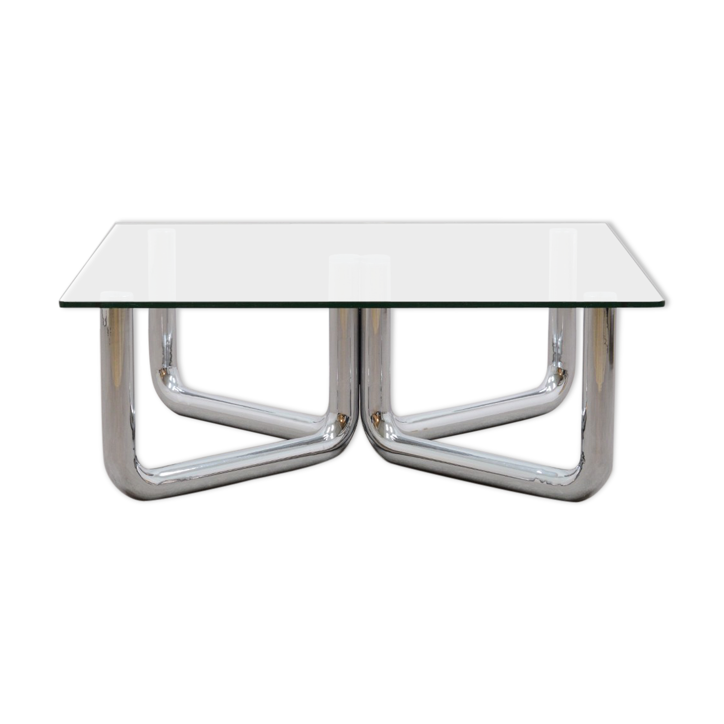 70s design chrome tubular coffee table