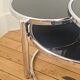 Vintage coffee table with 3 levels and rotating trays in chrome metal and smoked glass - Space Age 1970s.