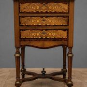 Commode travailleuse marquetée époque Napoléon III à abattant avec miroir