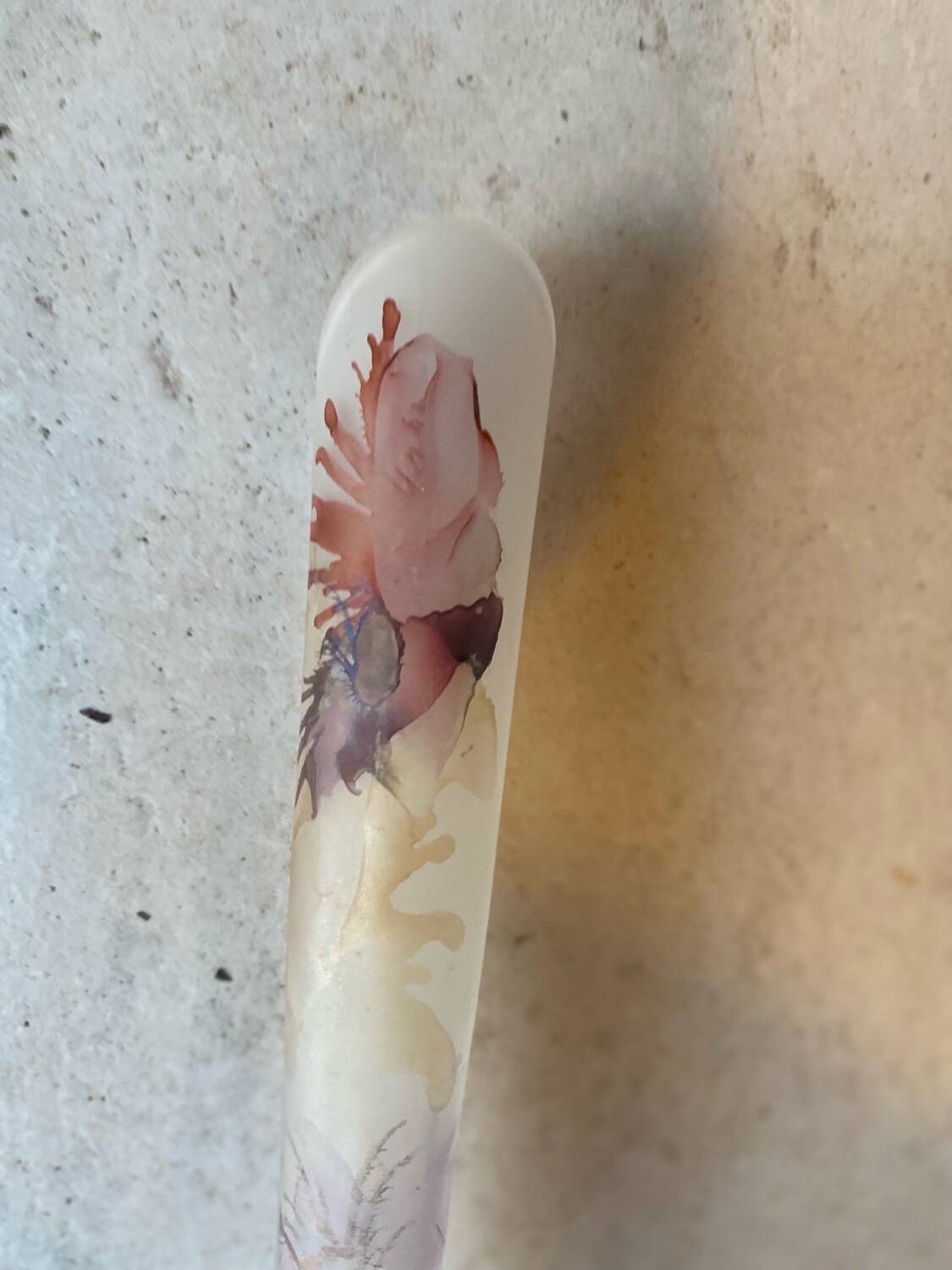 Vintage Frosted Glass Soliflore Vase with Decoration