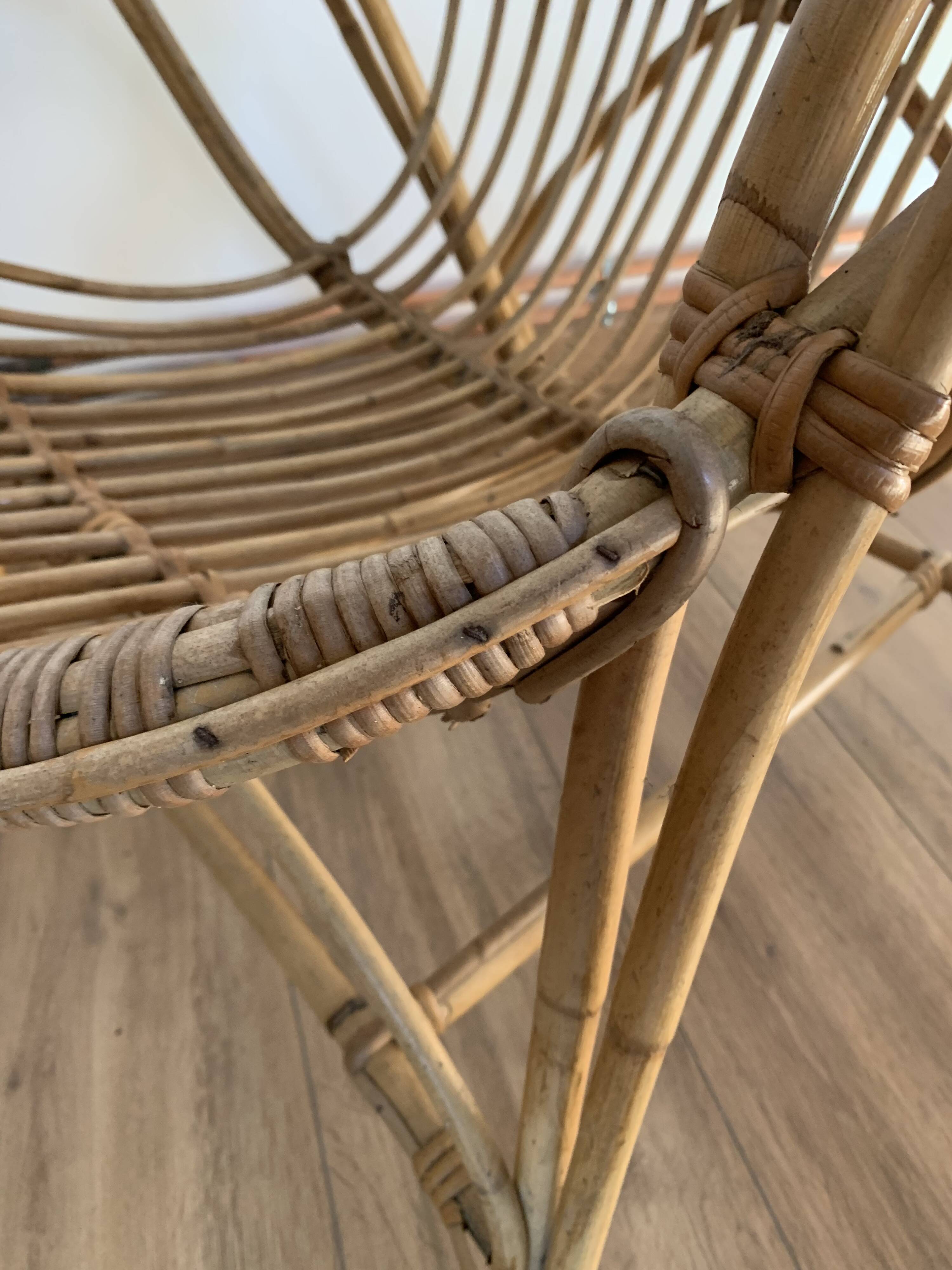 Rattan shell chair
