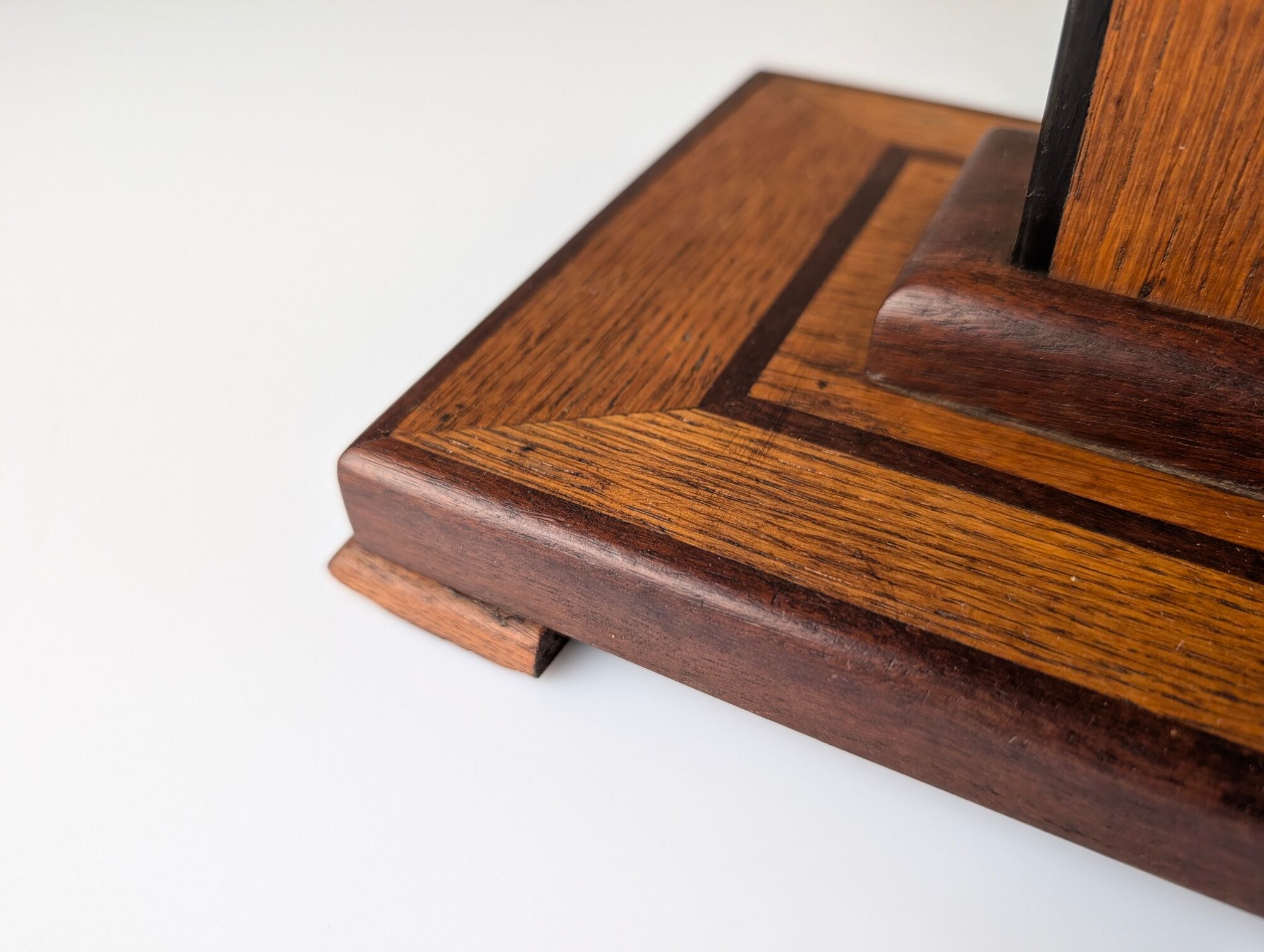 Art Deco pedestal column in wood with geometric marquetry, France, 1920s