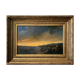 19th Century Romantic Painting "Solitary Shepherd at Dusk" Oil on Canvas + Frame