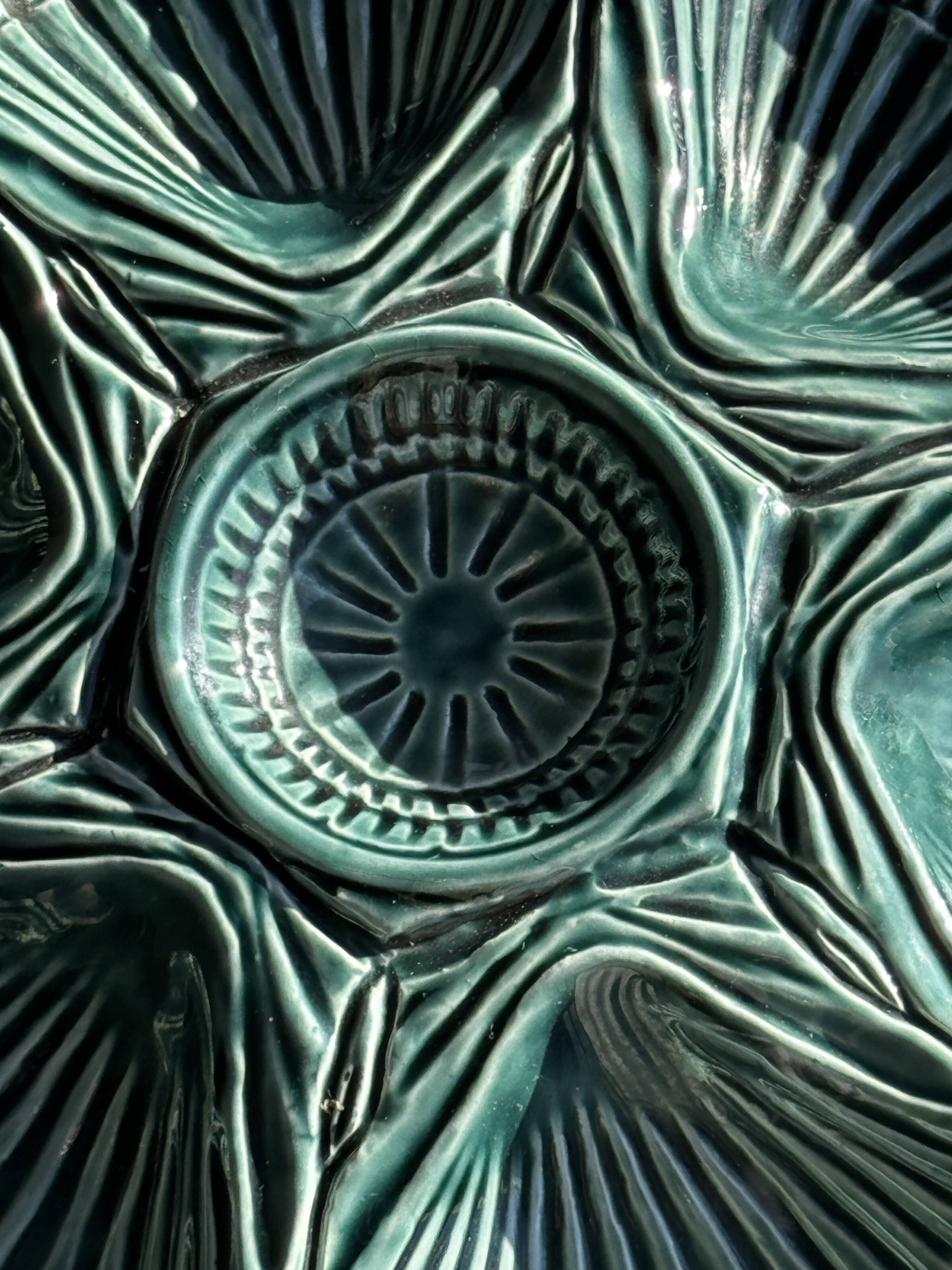 Plat à compartiment coquillages turquoise D28