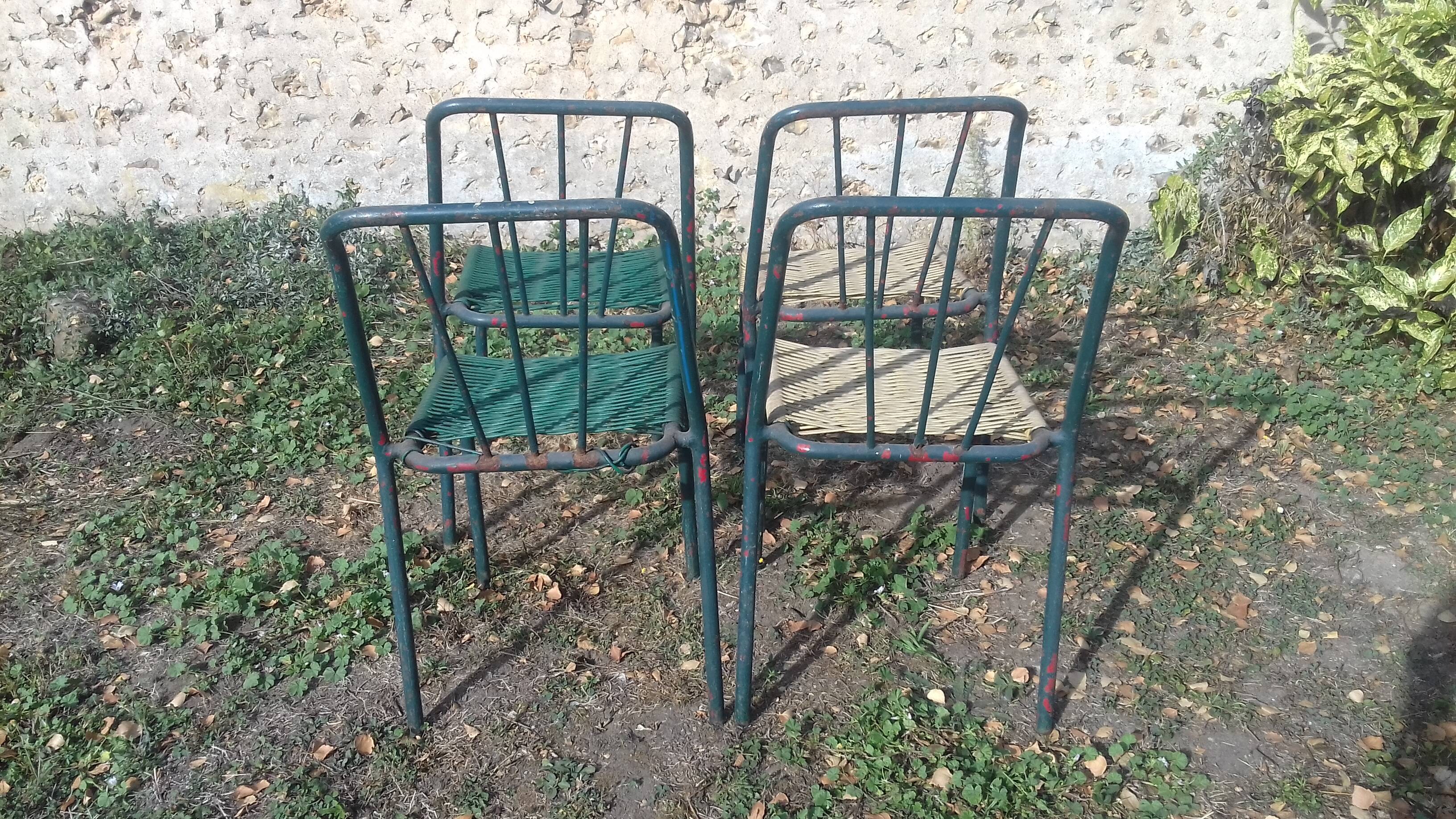 Lots de 4  chaises scoubidou métal