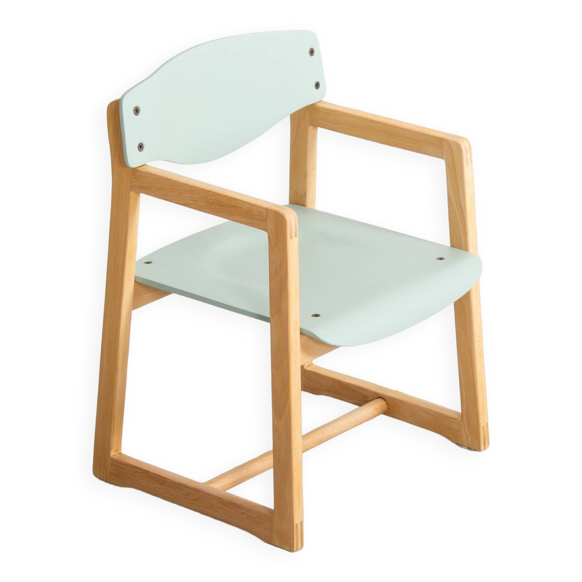 Children's chair completely revamped in water green shades