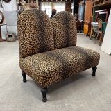 Banquette Napoleon III léopard double dossier