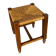 Old Trapezoid Stool Wood + Woven Straw Seat #D823