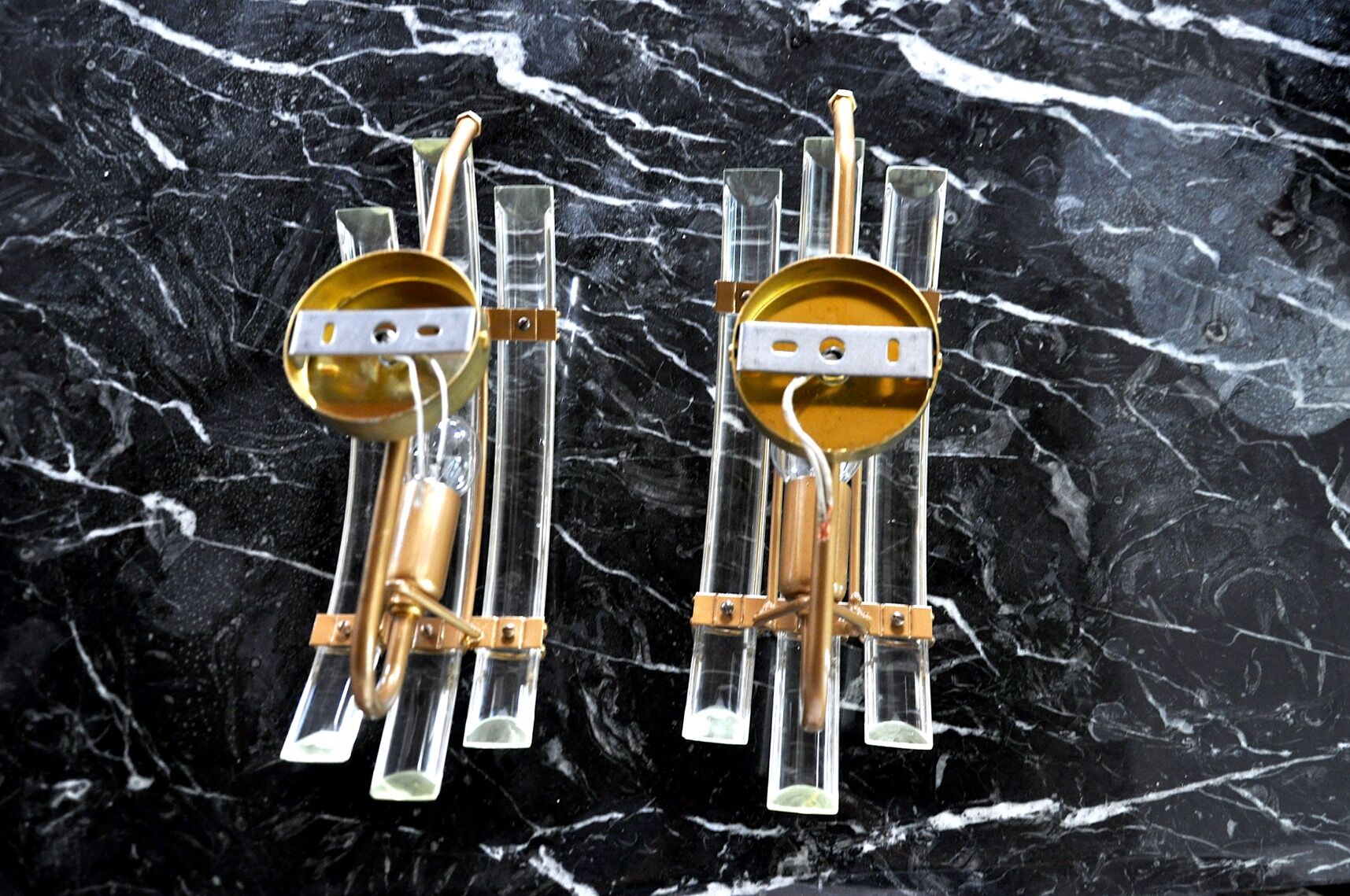 Pair of Venini wall lamps, Italy, 1970