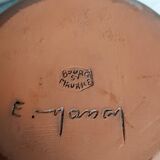 Blue stoneware candlestick signed Emile Masson