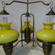 Large 3-light chandelier in glass, opaline and brass