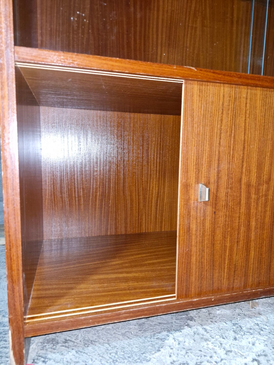 Danish teak library, display cabinet, shelves 1970
