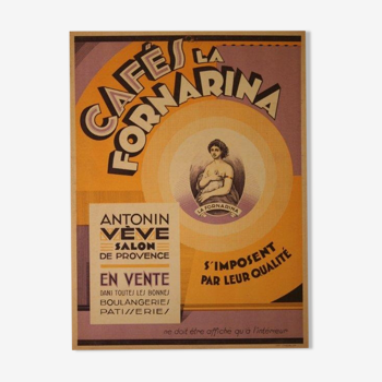 Carton publicitaire Cafés La Fornarina Salon de Provence
