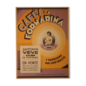 Carton publicitaire Cafés La Fornarina Salon de Provence