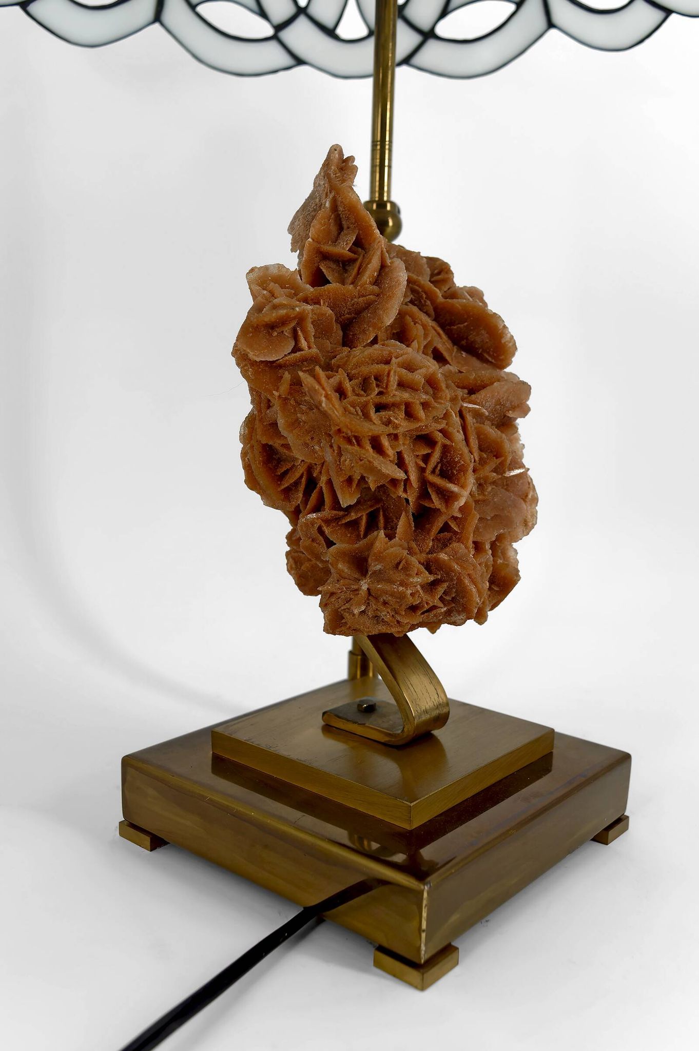 "Rose des Sables" Lamp, Bronze and Stained Glass Shade – circa 1970