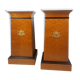 Paire de colonnes de style empire - placage de cèdre - laiton et marbre