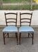 2 Napoleon III chairs in solid wood and blue satin fabric.