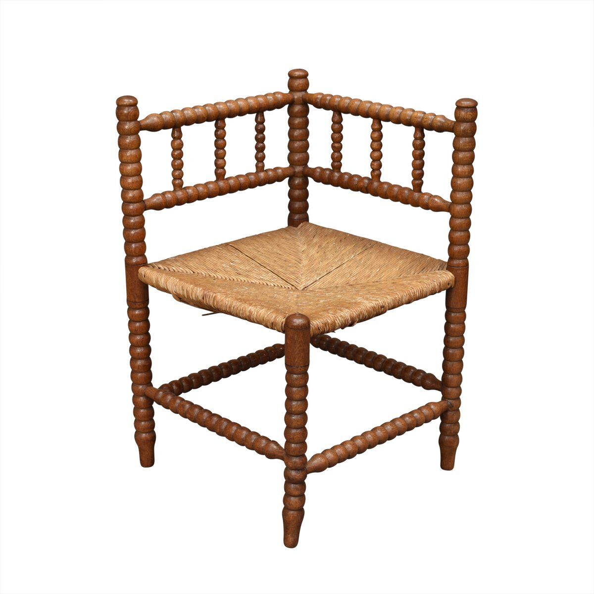 Vintage turned oak corner side chair, 1930s