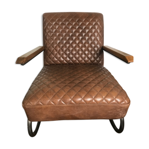 Fauteuil en métal et - cuir