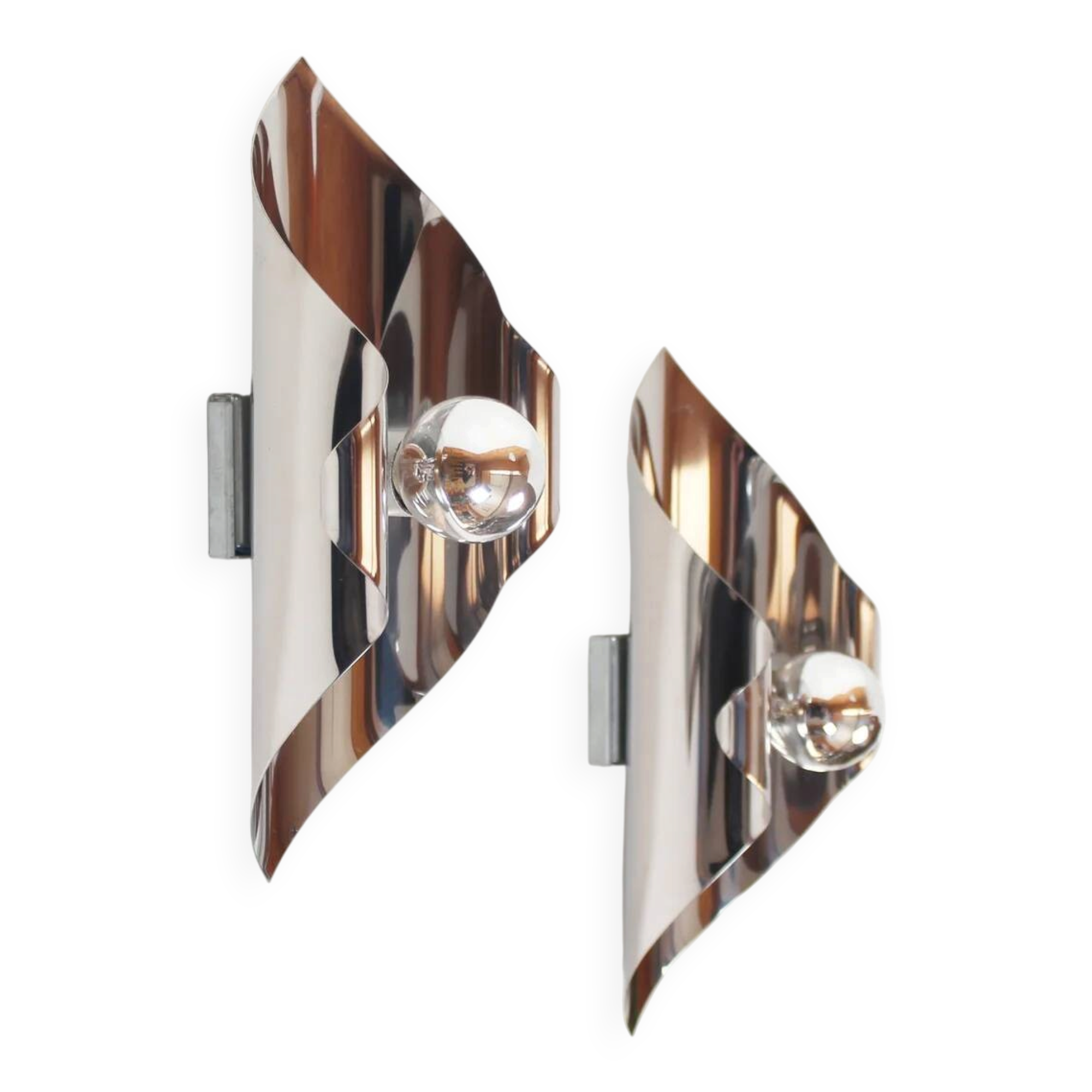 Set of 70s 'space age' wall lamps by Polam