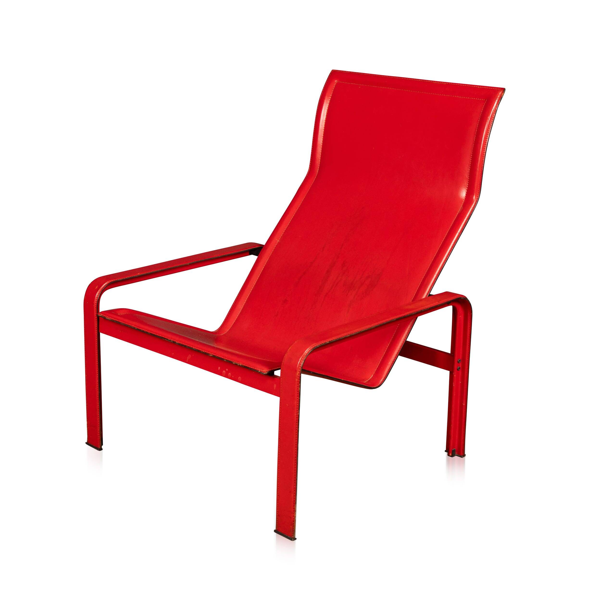 20thC Italian Red Leather Chair By Toussaint & Angeloni For Matteo Grassi