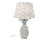 Lampe de table Hollywood Regency en forme d'ananas blanc style Tommaso Barbi, Italie, années 1970