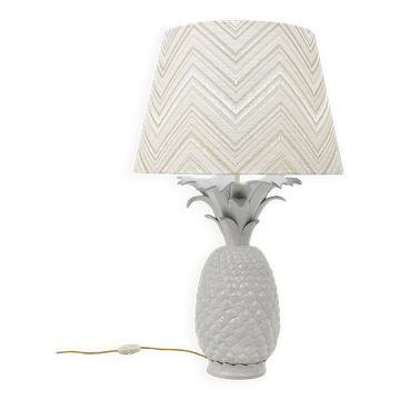 Hollywood Regency table lamp in the shape of a white pineapple, style of Tommaso Barbi, Italy, 1970s.