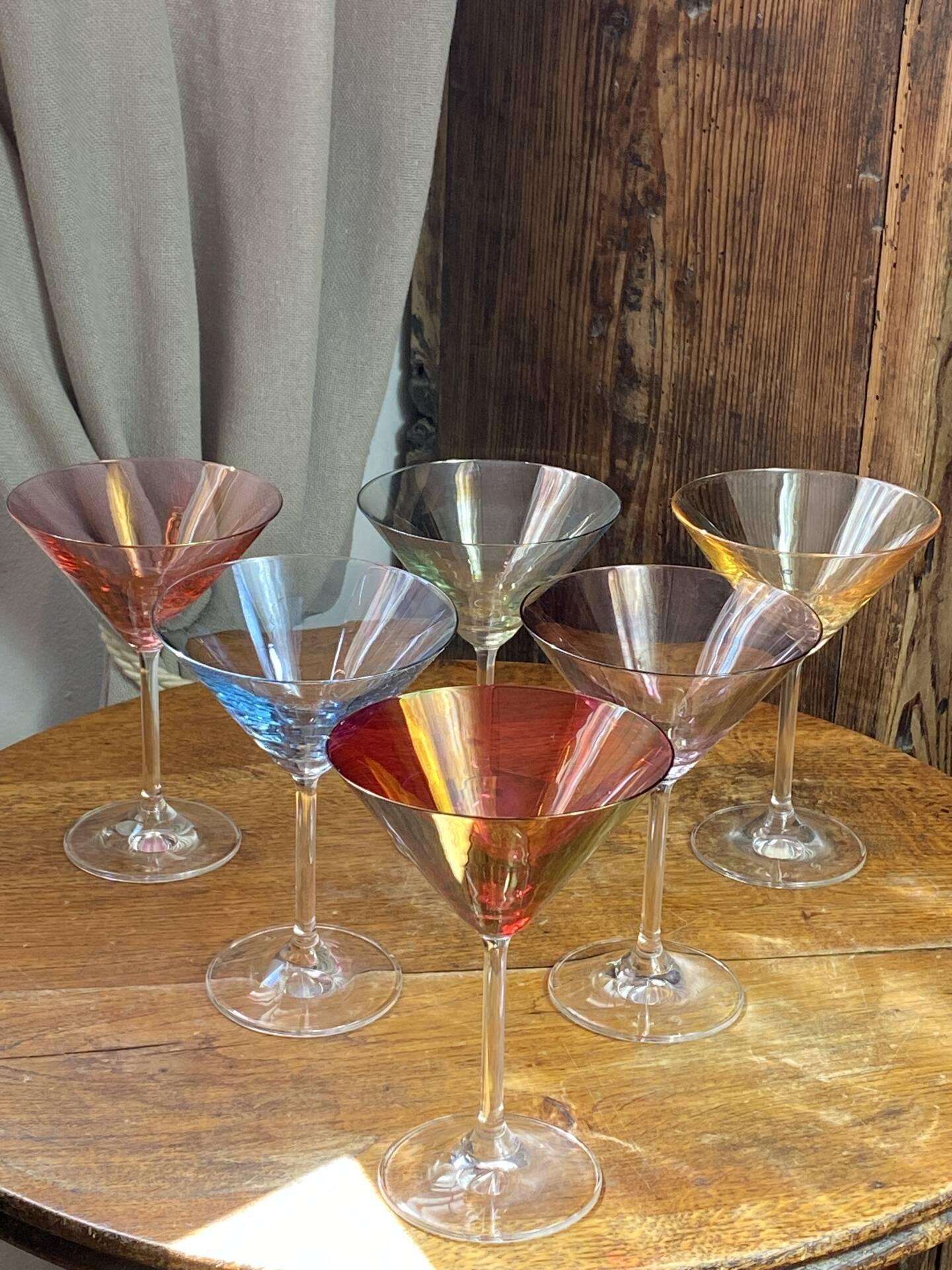 Cocktail glasses in glass