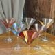 Cocktail glasses in glass