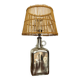 Lampe en verre et rotin