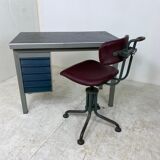 Bureau industriel en métal et linoléum de Gispen 1950s