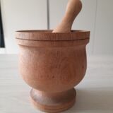 Wood mortar and pestle