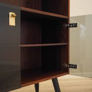 Danish Display Cabinet with Glass Doors and Contrasting Finish, 1970s