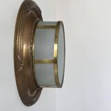 Vintage XL wall light, brass and frosted glass, France, 1920.