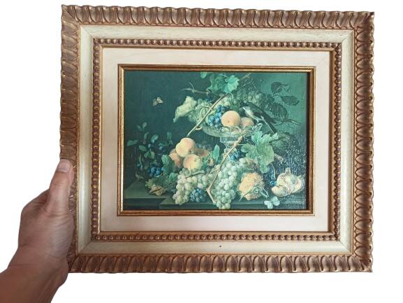 Still life, oil on framed canvas.