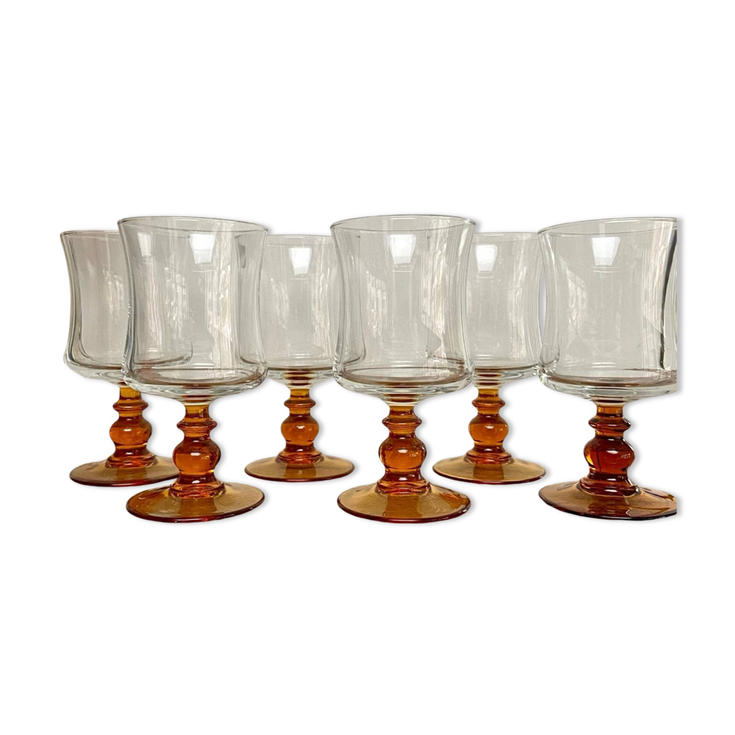 6 verres à pieds ambrés