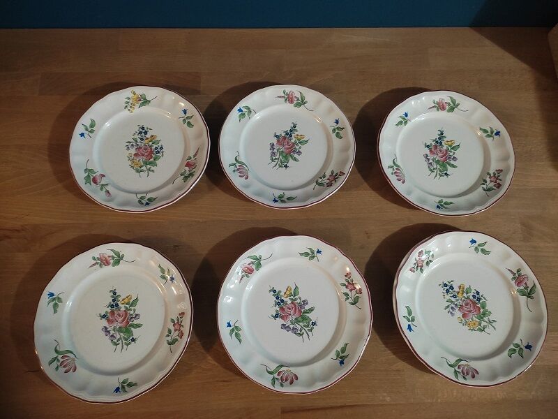 Dessert plates porcelain Lunéville Bouquet Flowers dpc 122276