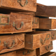 Old teak storage cabinet with 21 drawers