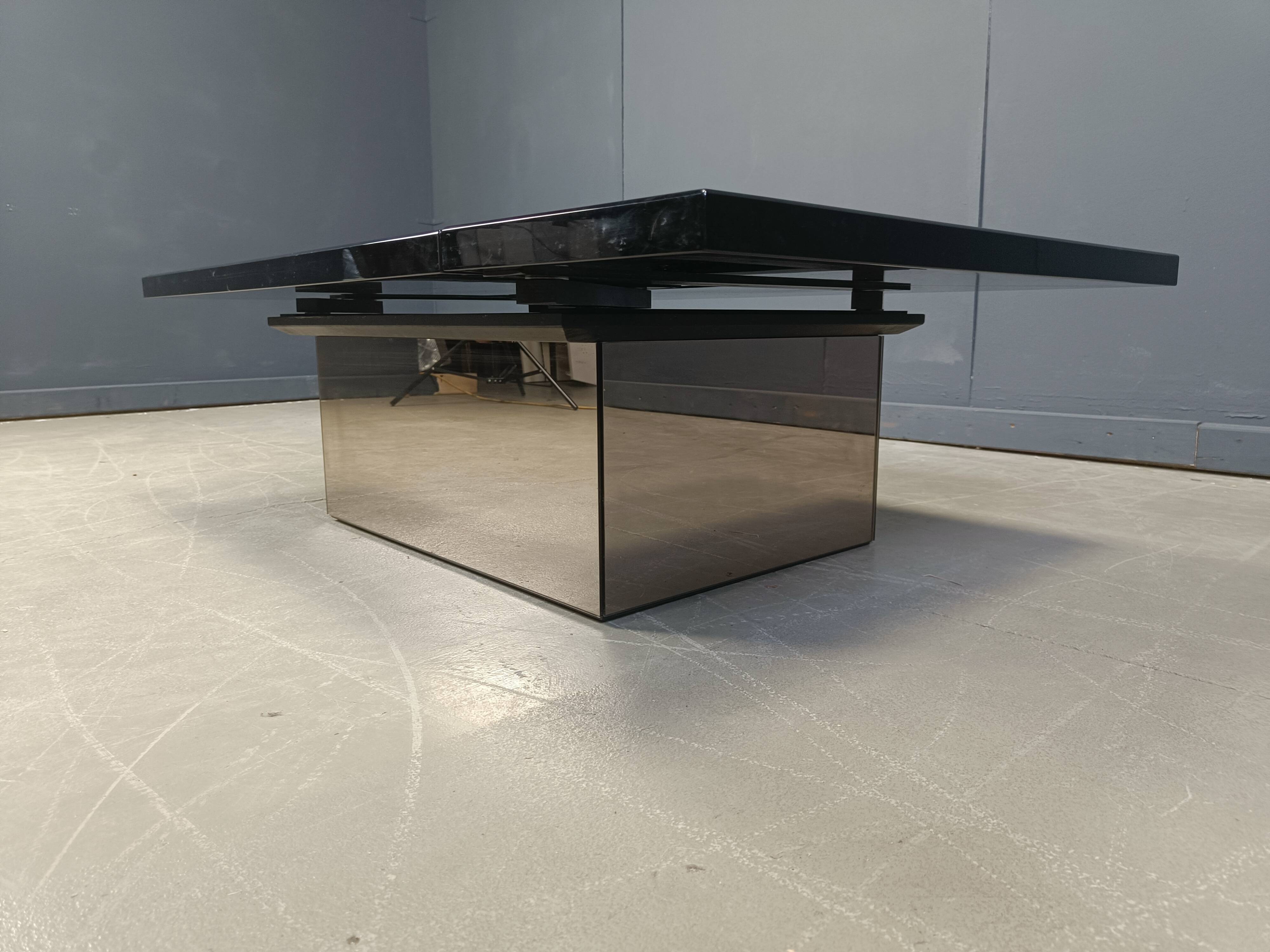 Vintage burl wood hidden bar coffee table, 1970s