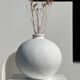 Handcrafted terracotta ball vase painted white H:24 D:26
