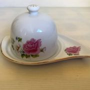 Butter dish with lid flowers