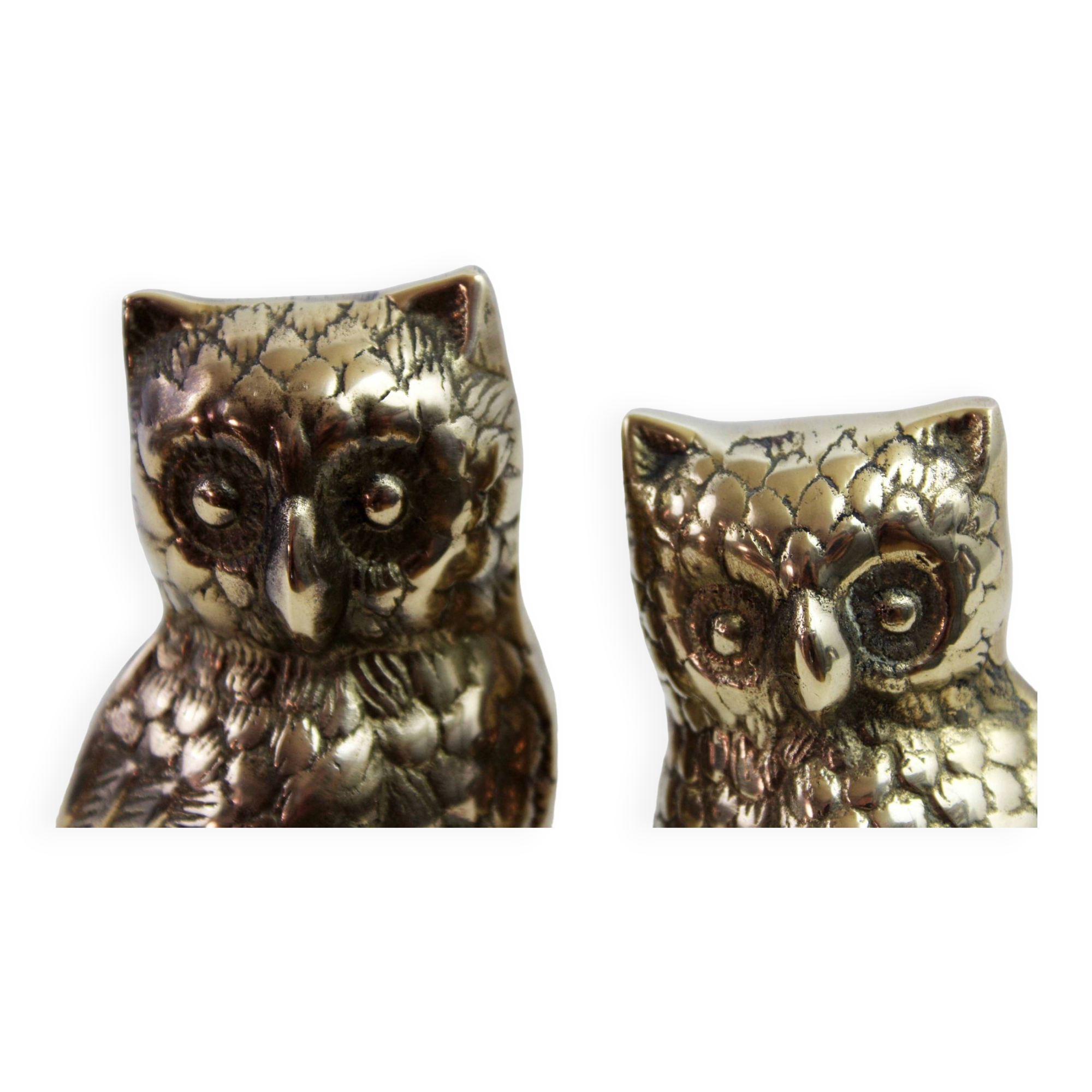 Duo of brass owls