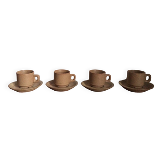 4 stoneware coffee cups