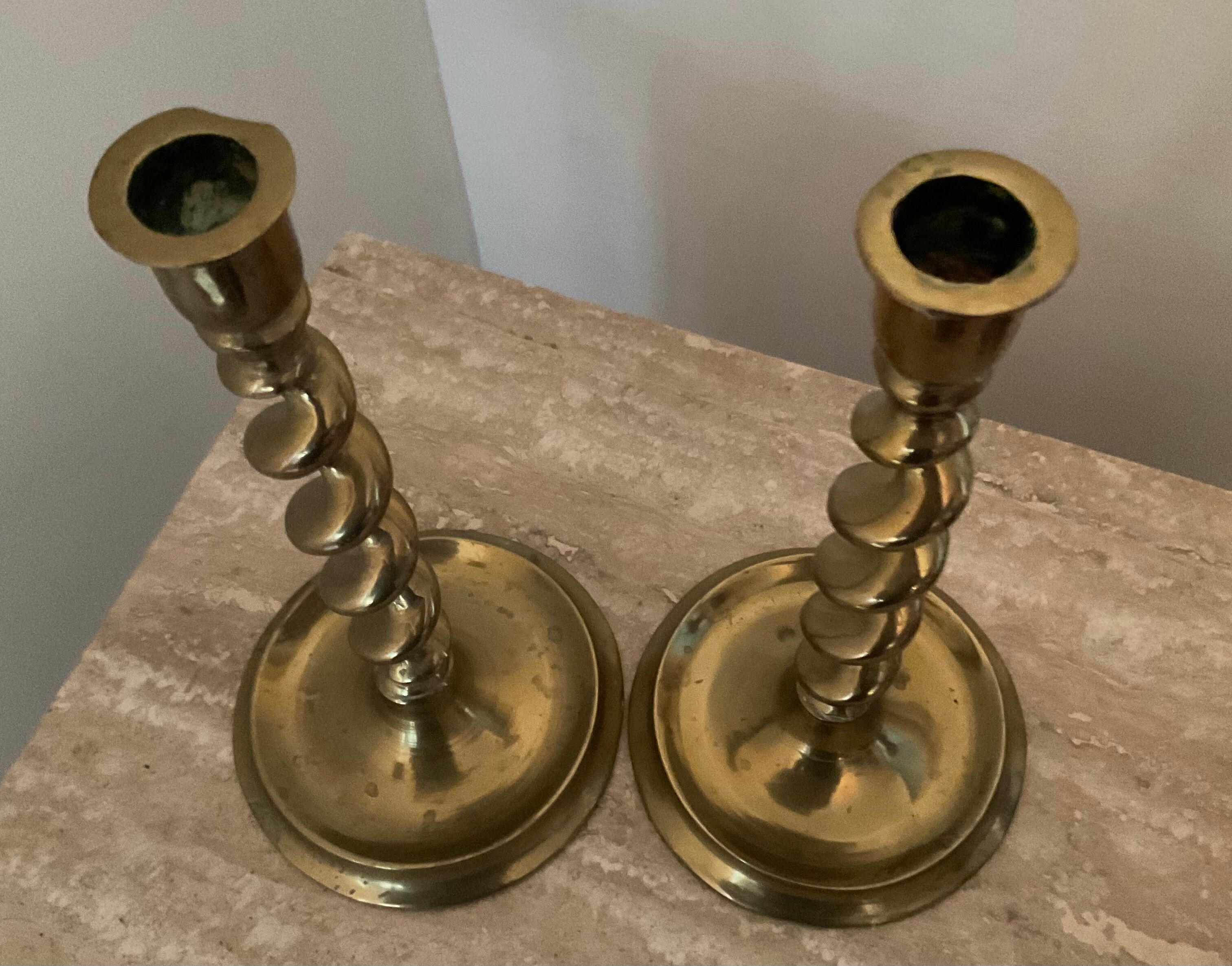 Pair of bronze torch candlesticks 1900