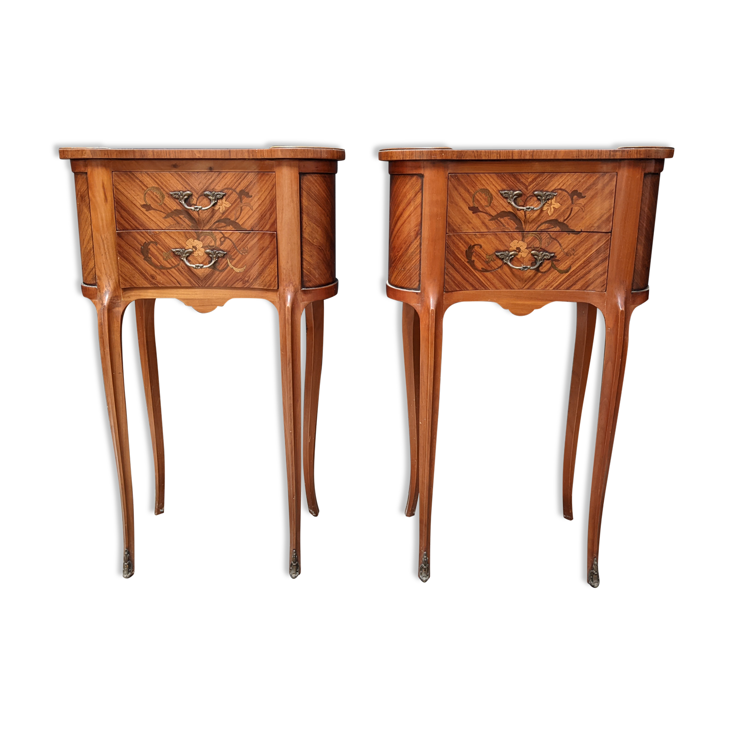 Pair of kidney bedside tables