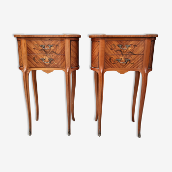 Pair of kidney bedside tables