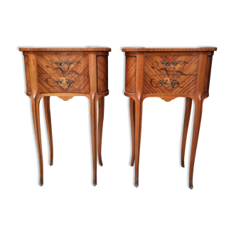 Pair of kidney bedside tables
