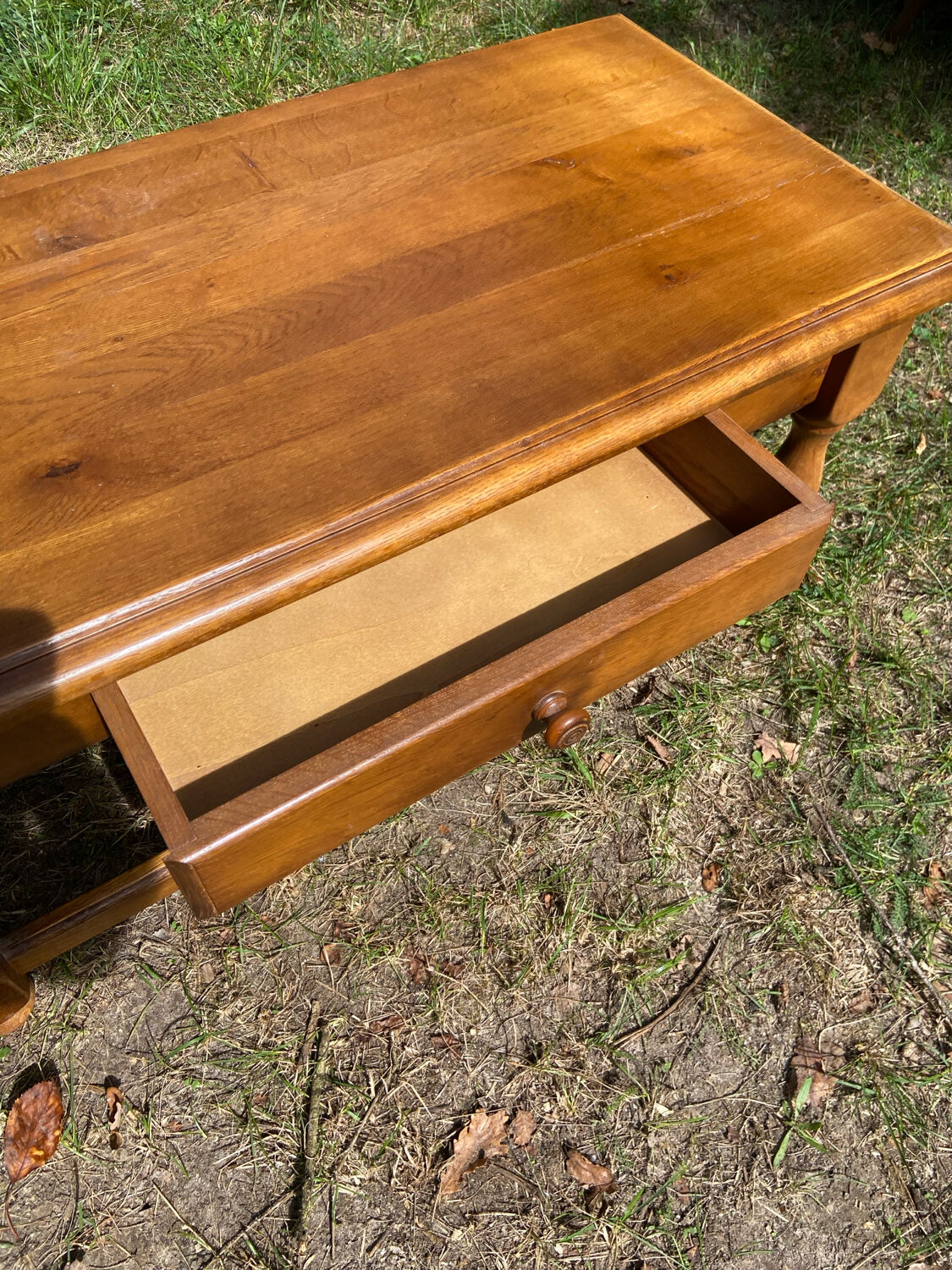 Solid oak coffee table from the 1970s.